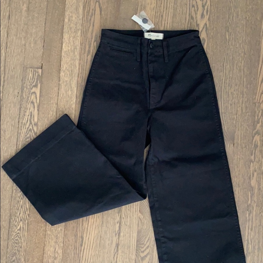 NWT Madewell Black Emmett Wide Leg Pant Size 24